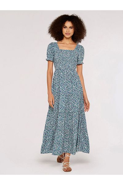 Apricot Geblümtes Milkmaid Maxikleid