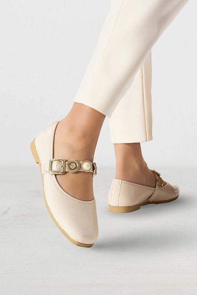 CARLA BELLA Women's Ballerinas Comfortable and Stylish Cream Ballerinas Orthopedic Women's Daily Ballerinas