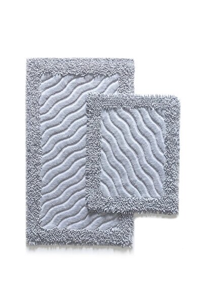 Madame Clean Home Cotton Marlow 2 τμχ Βαμβακερό σετ τουαλέτας Γκρι Σετ πατάκι μπάνιου Σετ τουαλέτας