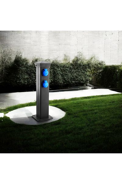 Badem10 2 Sockets Metal Post Grounded Door Socket 50 cm Monophase 1 Piece