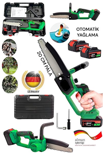 DYNAMİC MAX 2 Bataryalı Şarjlı Ağaç Odun Dal Budama Odun Kesme El Testeresi 2...