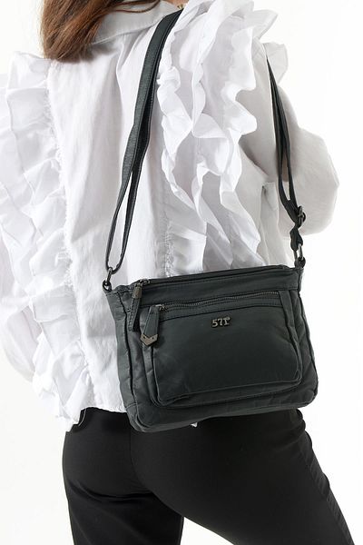 571 Collections Çanta Geantă de umăr din piele artificială albastră (model: 571-13-10J)