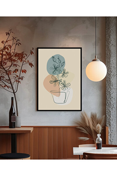 Çerçeveli Poster Tablo Duvar Dekorasyonu - Soyut Temalar Çiçek Serisi - 10