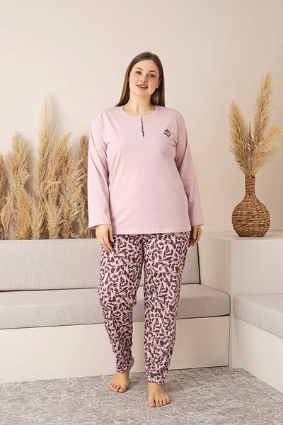 nisaNCa Set de pijama pentru mamă cu mânecă lungă 100% bumbac de mărime mare - Seria specială pentru mamă