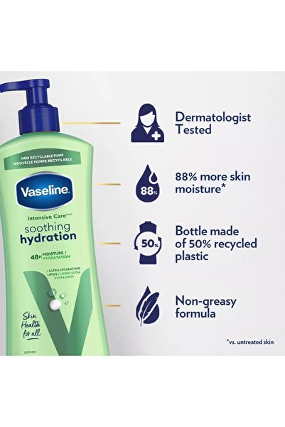 Vaseline Intensive Care Moisturizing Body Lotion Aloe Vera Soothing Hydration Aloe Vera Losyon 20 oz 600 ml