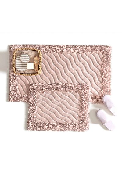 Madame Clean Home Cotton Marlow 2 τεμαχίων Βαμβακερό σετ τουαλέτας Σετ πατάκι μπάνιου σε σκόνη Σετ τουαλέτας