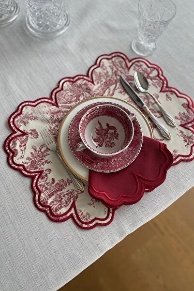 QBR Home Vintage American Service. Red Patterned Model (1 Piece)