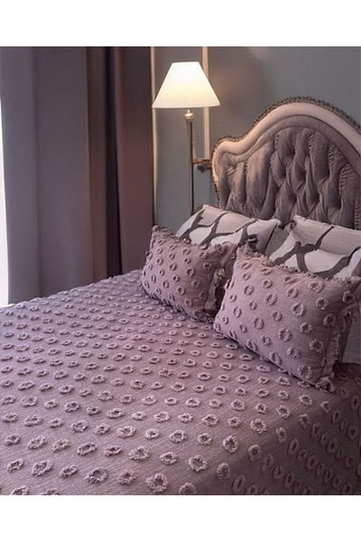 EVYA 100% Cotton Pompom Pique Set Oversize 240 X 260 cm Soft Breathable Summer Bedspread