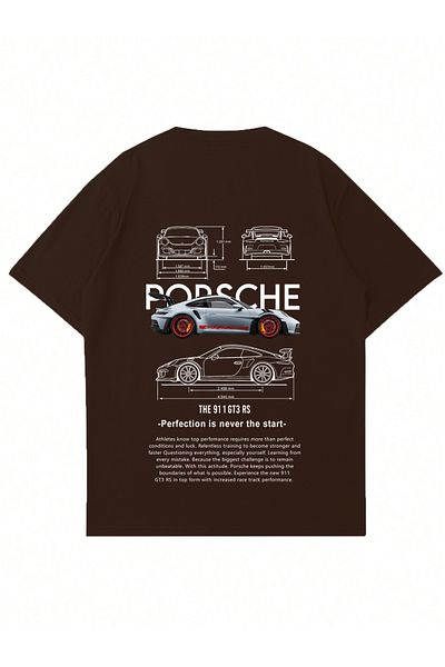 Mad&Calf Μπλουζάκι Unisex Porsche GT3 με στάμπα με λαιμόκοψη
