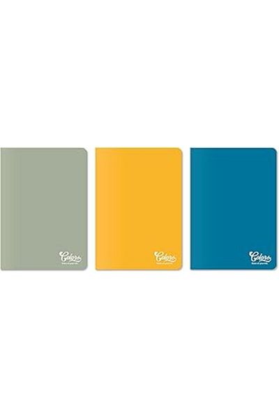 Hepta Collection سلسلة مكتب Meteksan Colors، دفتر ملاحظات بغلاف من الورق المقوى مقاس A4 60 ورقة غير مسطرة، 3 عبوات، أزرق، رمادي، أصفر