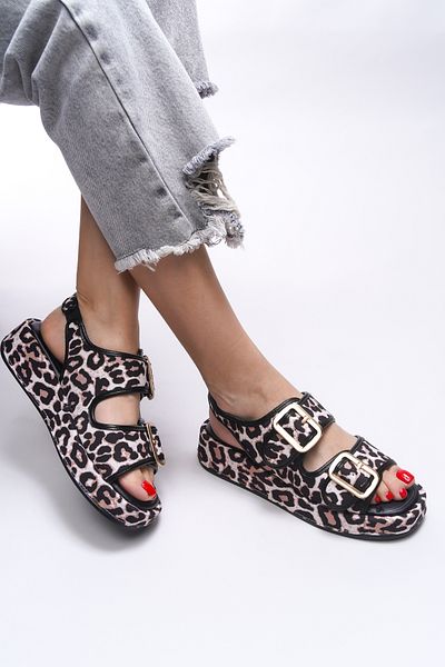Riccon Sandale de damă Dryrzoss cu motiv leopard bej 0012252