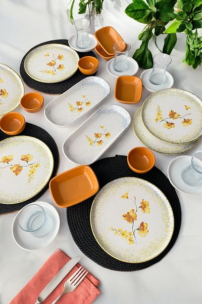 Keramika Hercai 28 Piece Breakfast Set for 6 People