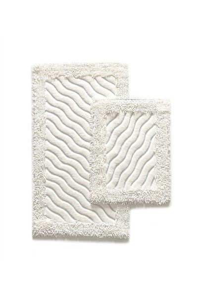 Madame Clean Home Cotton Marlow 2 τεμαχίων Βαμβακερό σετ τουαλέτας Κρέμα Σετ χαλάκι μπάνιου Σετ τουαλέτας