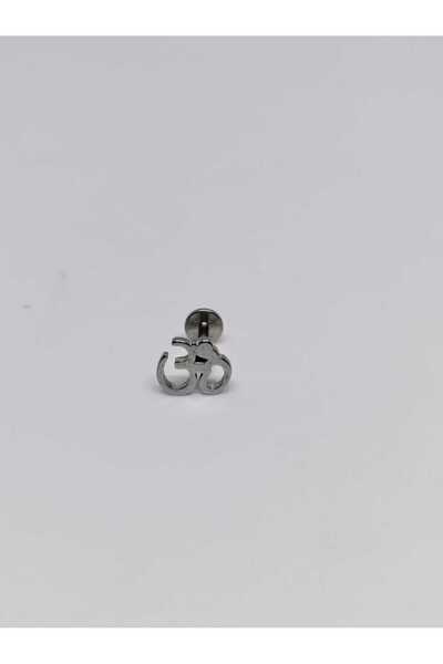 mama india alaçatı Cerrahi Çelik Gümüş Renk Om Model Piercing Uzunluk 7 mm No 77