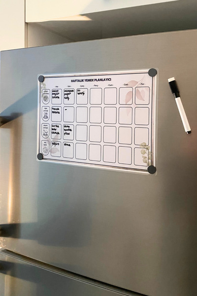 caps Planificator de mese pentru săptămâna și împărțit în articole - Planificator cu magneți pe frigider - verde