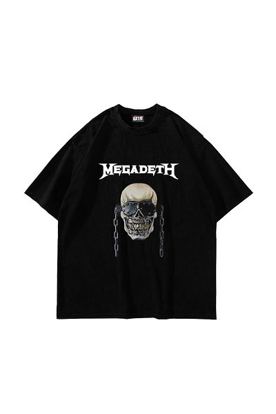 Sekizbiraltı Μπλουζάκι με στάμπα Megadeth Μαύρο Unisex Oversize