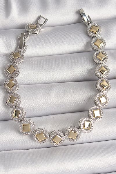 Clariss Brass Silver Color Zircon Stone Serenay Model Vip Series Women's Bracelet