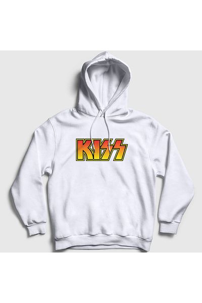 Presmono Λευκό λογότυπο Kiss Unisex φούτερ με κουκούλα - 91413tt