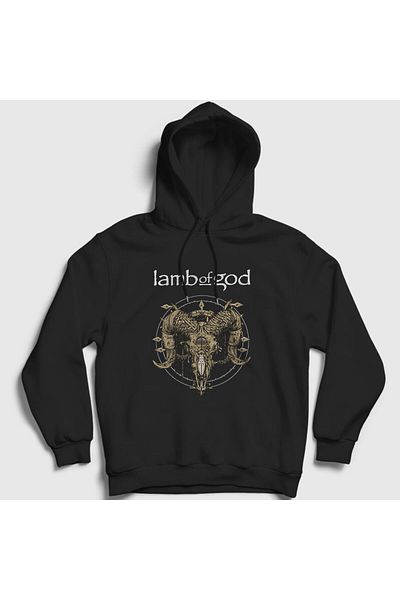 Presmono Унисекс суитшърт с качулка и черни рога Lamb Of God - 93918tt
