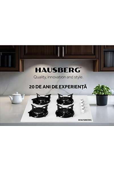 Hausberg Built-in hob HB-563AB, Gas, 4 burners, electric ignition, White