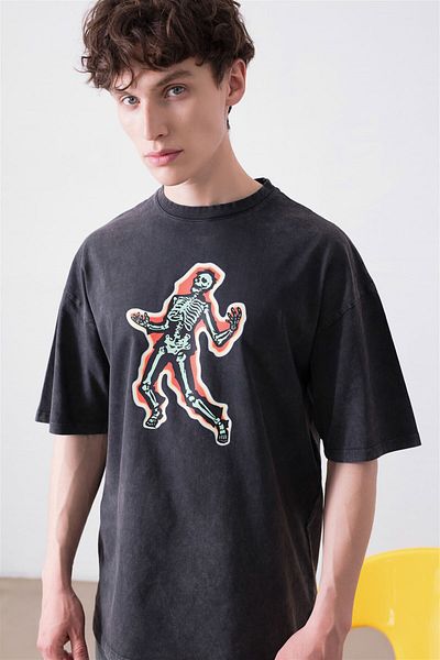 Trendiz Μπλουζάκι Anthracite Unisex Skeleton Washable