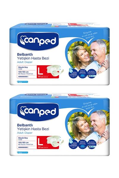 Canped Waistband Polyethylene Adult Patient Diapers L 2 X 30Pcs