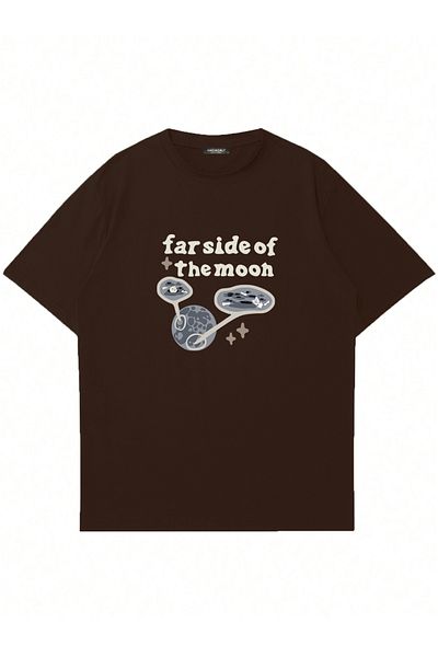 Mad&Calf Μπλουζάκι Unisex Farside Of The Moon με στάμπα με λαιμόκοψη