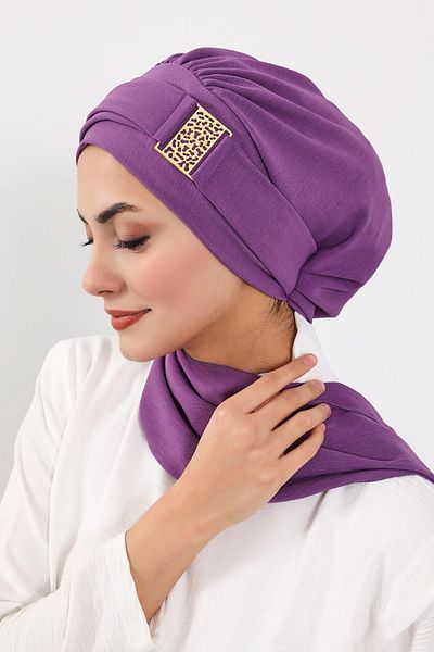Aisha's Design Ready Turban with Aerobin Fabric and Gold Accessories - HT-11A