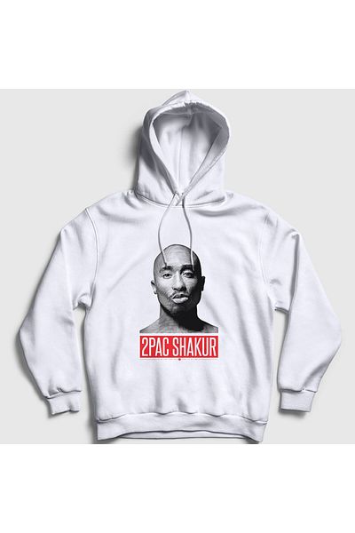 Presmono Φούτερ Tupac Shakur Unisex Λευκή κουκούλα - 45853tt