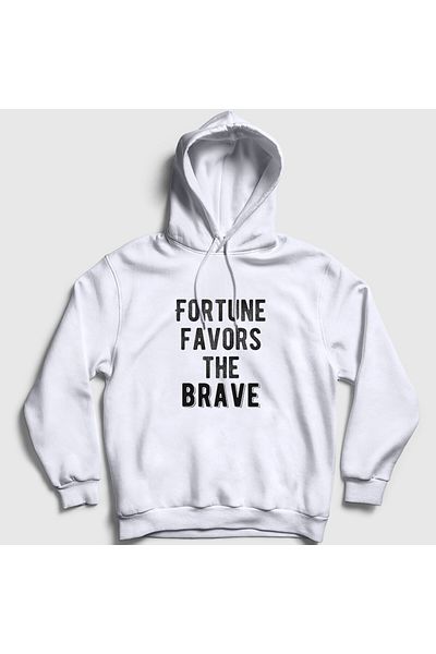 Presmono White Fortune Favors The Brave Hooded Unisex φούτερ - 423419 ττ