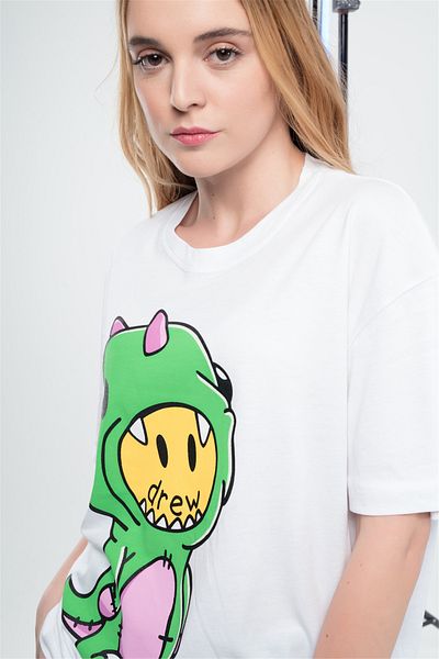 Trendiz Tricou Drew Oversize pentru damă, alb