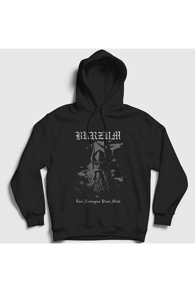 Presmono Унисекс суитшърт с качулка Viking Burzum - черен - 24029tt