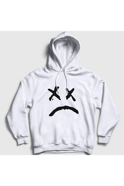 Presmono Φούτερ Unisex με κουκούλα Lil Peep White Sad Face - 38097tt