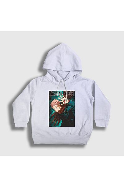 Presmono Hanorac alb Anime Jujutsu Kaisen unisex pentru copii - cu glugă 130782 tt