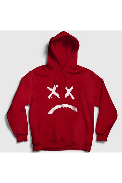 Presmono Унисекс суитшърт с качулка Lil Peep Red Sad Face - 38097tt