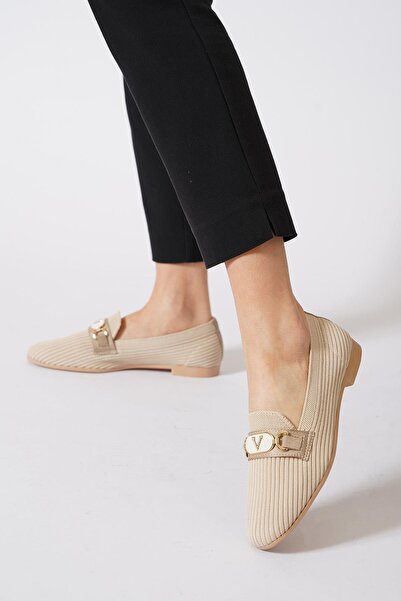 Moda Pie Tricotaj de damă cu cataramă - Bej Lorim V Letter