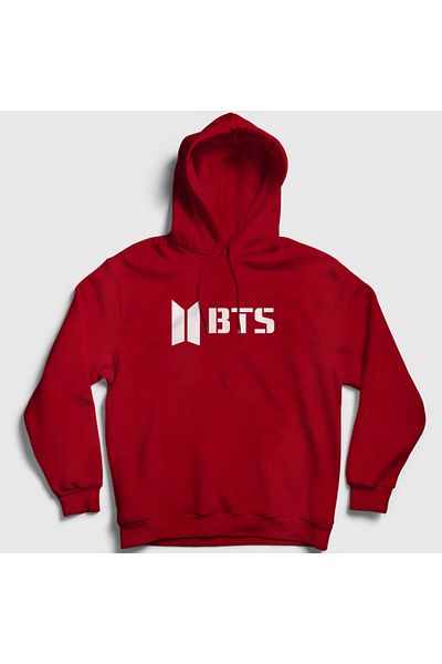 Presmono Унисекс суитшърт с качулка и лого на Bts в червен цвят - 22435tt