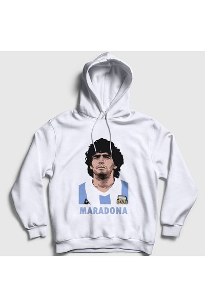 Presmono Λευκό Unisex Maradona Φούτερ ποδοσφαίρου με κουκούλα 51400tt