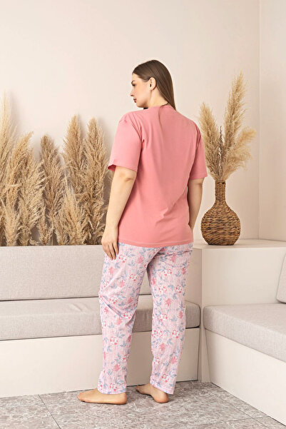 nisaNCa 100% Cotton Floral Patterned Plus Size Short Sleeve Women's Pajama Set - Mother's Day Series