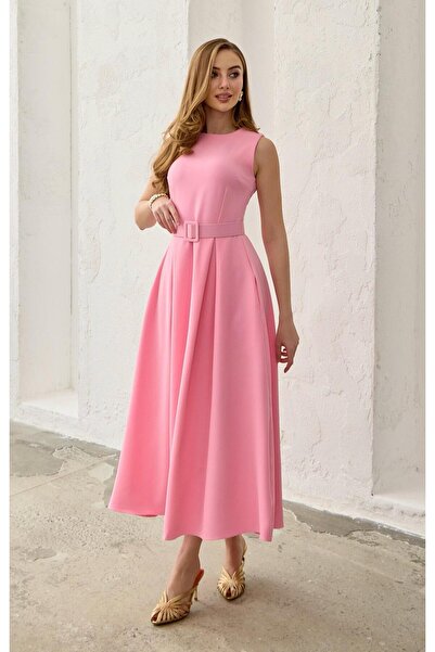 Elbee Fashion Woman Rochie evazată cu gât roșu