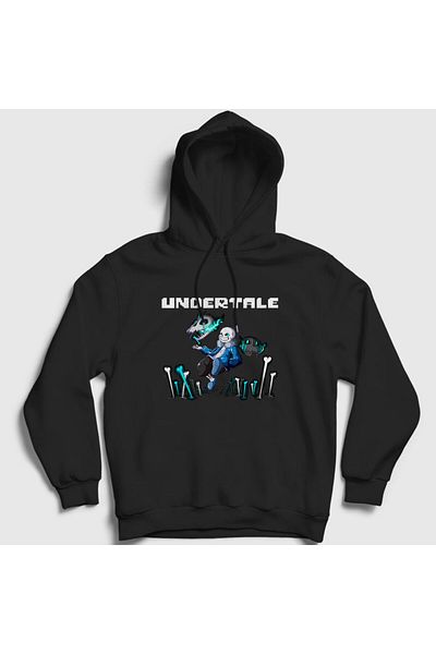 Presmono Φούτερ Unisex Undertale Bones Μαύρη κουκούλα - 31936tt