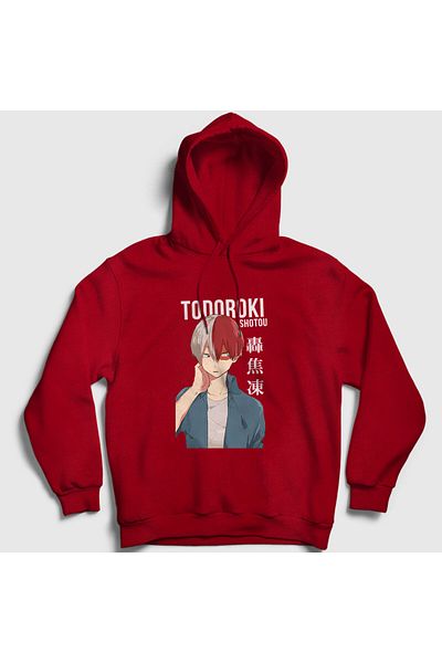 Presmono Унисекс суичър с качулка Red Shotou Anime Boku No Hero Academia 129130tt