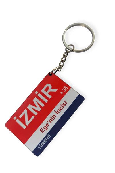 MİRMERRY İzmir Wooden Keychain with Provincial Sign Auto Keychain