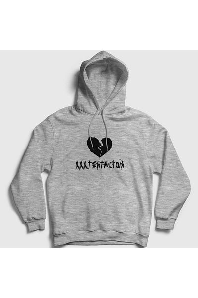 Presmono Φούτερ Unisex Grey Xxxtentacion Broken Heart Hooded - 47496tt