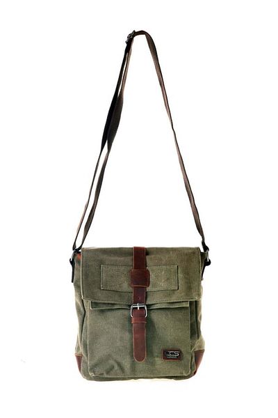 ÇÇS Τσάντα ώμου Canvas Messenger Strap - Πράσινη