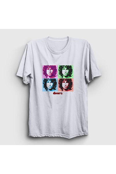 Presmono Unisex Λευκό μπλουζάκι με πορτρέτο «The Doors» - 116477 ττ