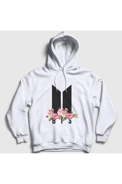 Presmono Λευκά Λουλούδια Bts Unisex Φούτερ με κουκούλα - 22176tt
