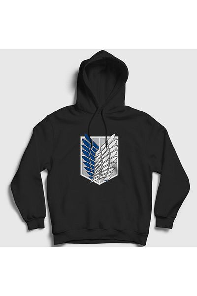 Presmono Unisex Μαύρη κουκούλα Anime Attack On Titan φούτερ - 124838 ττ