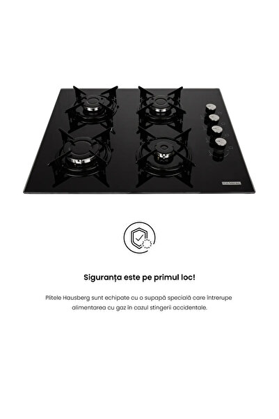 Hausberg Built-in hob HB-563, Gas, 4 burners, Black