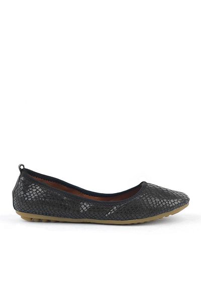 TREND Black Patterned Foldable Women's Ballerinas